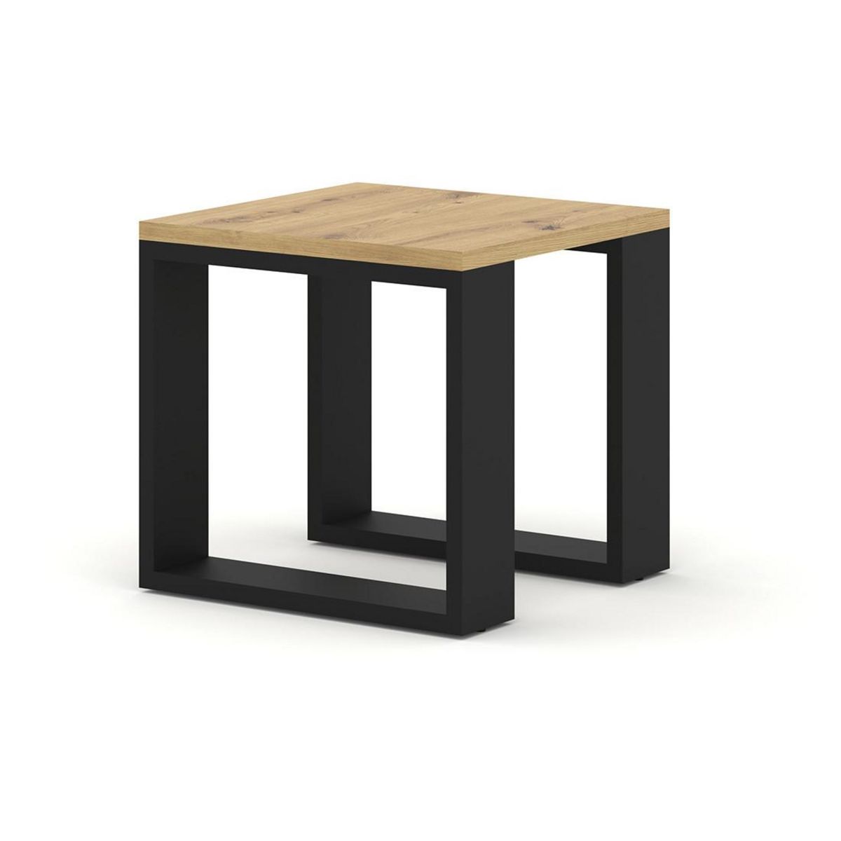 BEST MOBILIER Donnely - lot de 2 tables basses - effet bois et noir - 60 et 38 cm