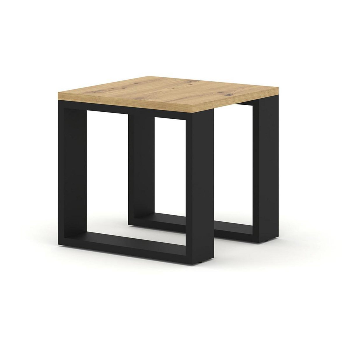 BEST MOBILIER Donnely - lot de 2 tables basses - effet bois et noir - 60 et 38 cm