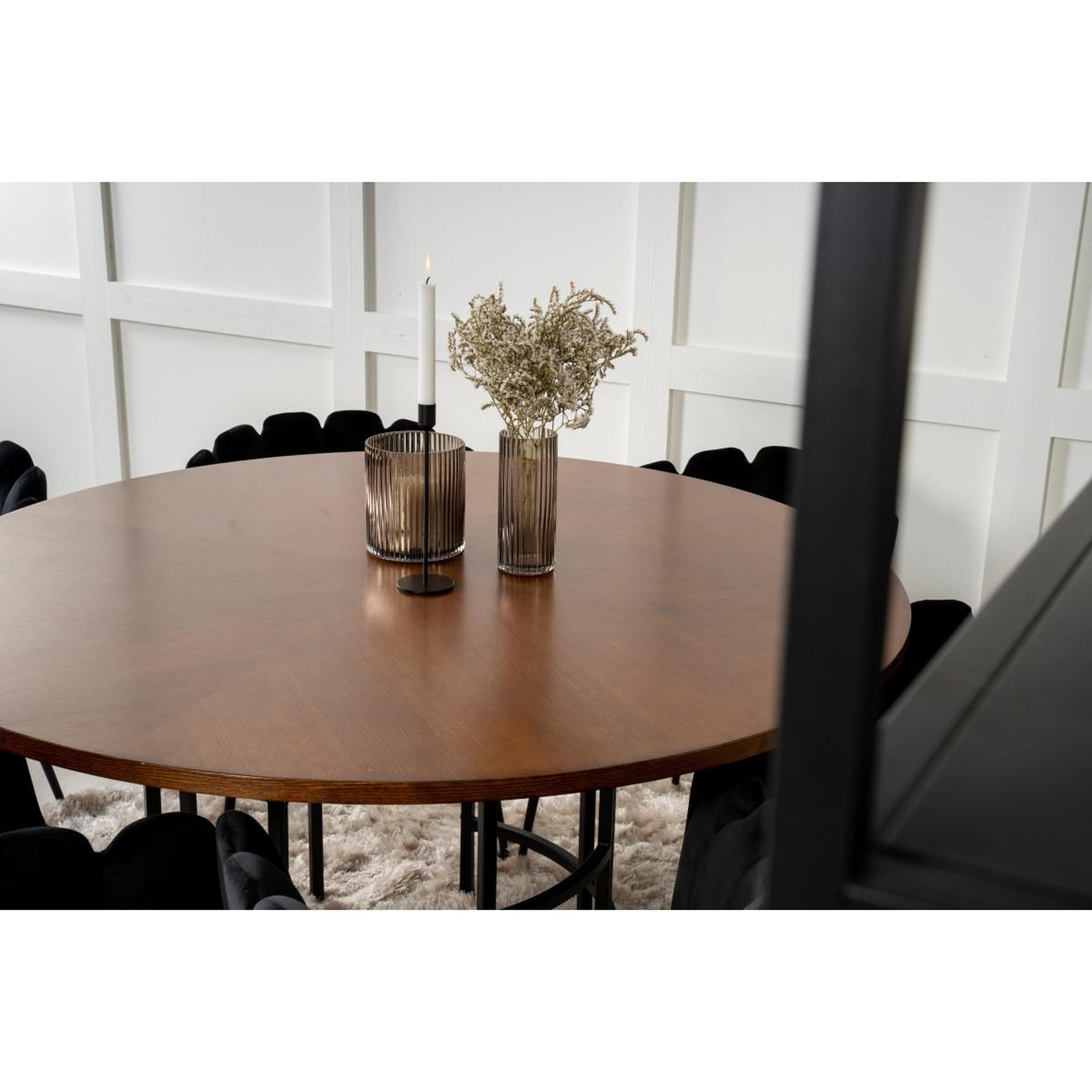 Voir la diapositive 6 : Paris Prix Ensemble table à manger & 6 chaises  copenhagen & limhamn  140cm noir & marron