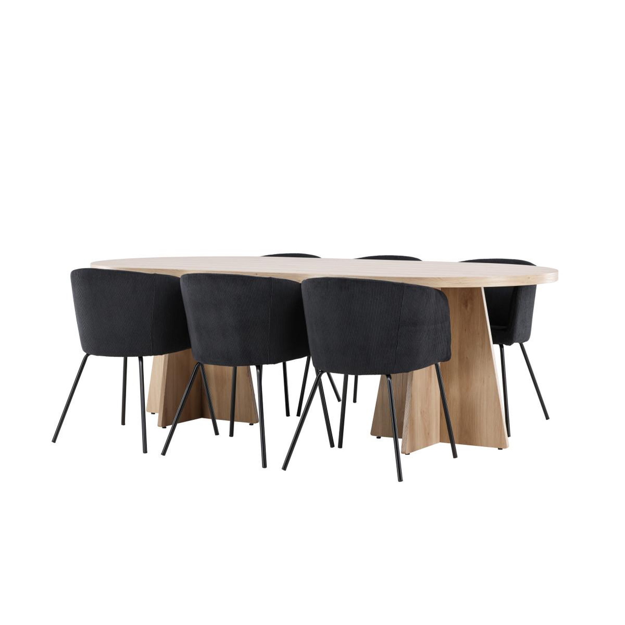 Voir la diapositive 4 : Paris Prix Ensemble table à manger & 6 chaises  bootcut & berit  230cm naturel & noir