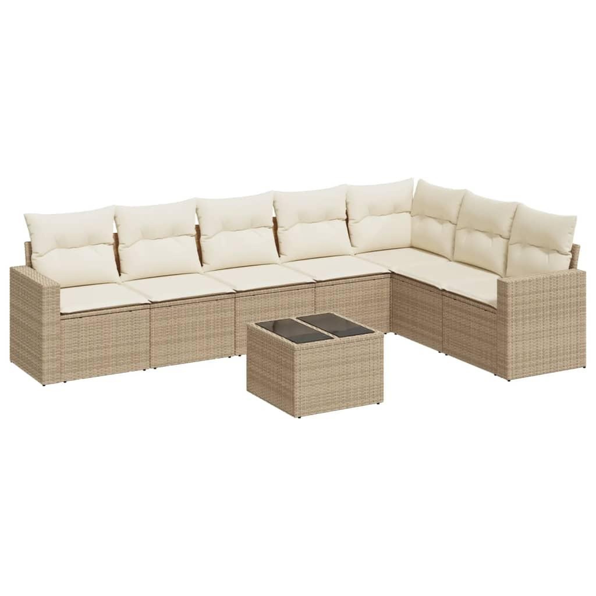 Voir la diapositive 2 : VIDAXL Salon de jardin avec coussins 8 pcs beige resine tressee