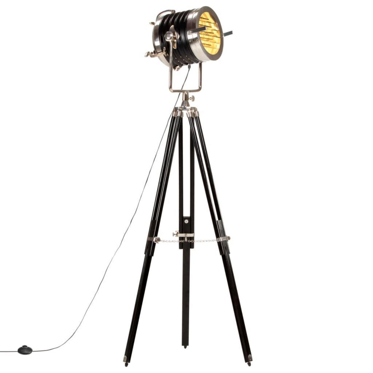 VIDAXL Lampadaire a trepied Noir Bois de manguier massif 171 cm