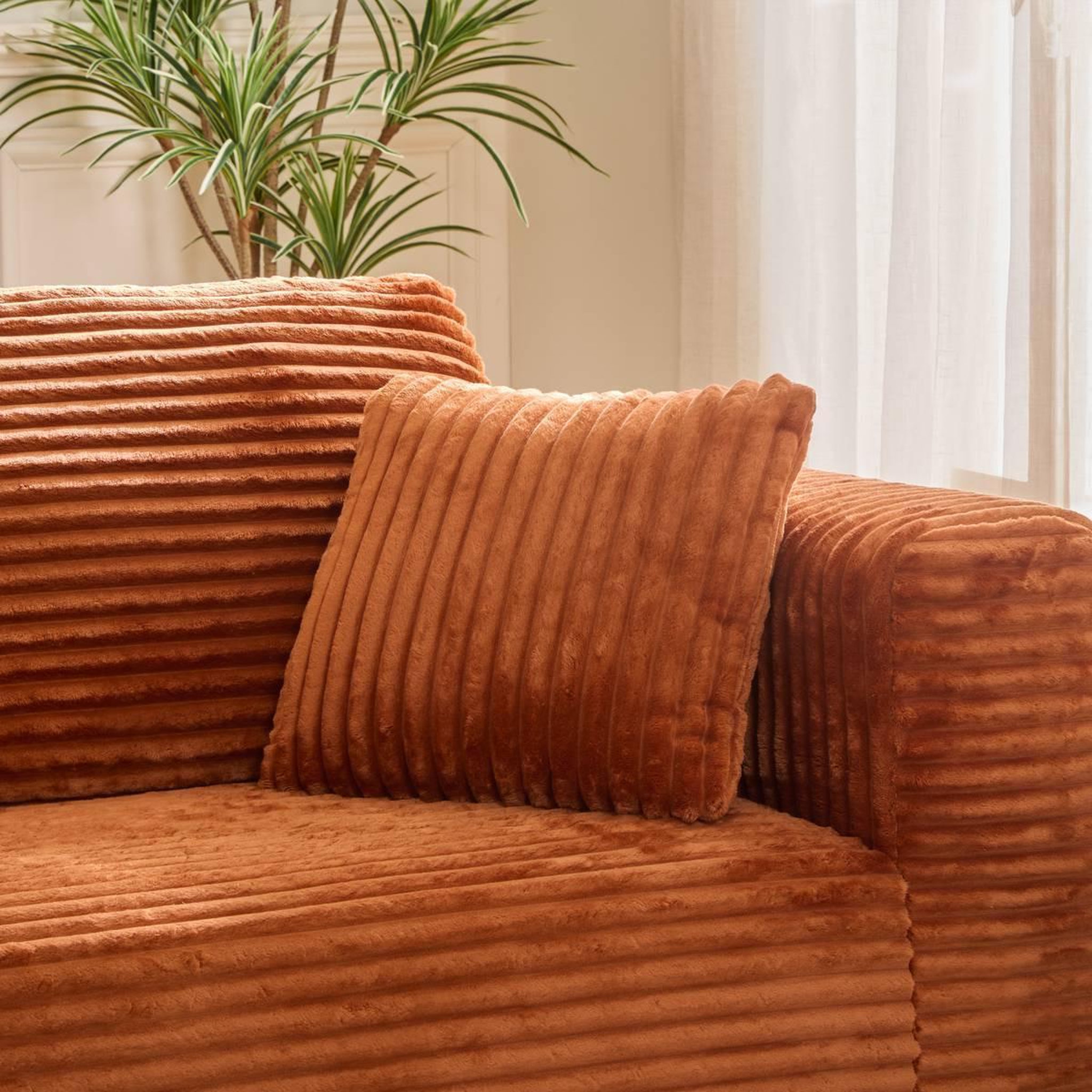 Voir la diapositive 6 : ATMOSPHERA Canapé 3 Places Côtelé  Solka  227cm Ambre