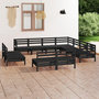 Voir la diapositive 1 : VIDAXL Salon de jardin 11 pcs Bois de pin massif Noir