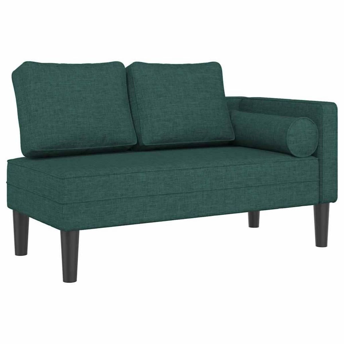 VIDAXL Chaise longue avec coussins vert fonce tissu
