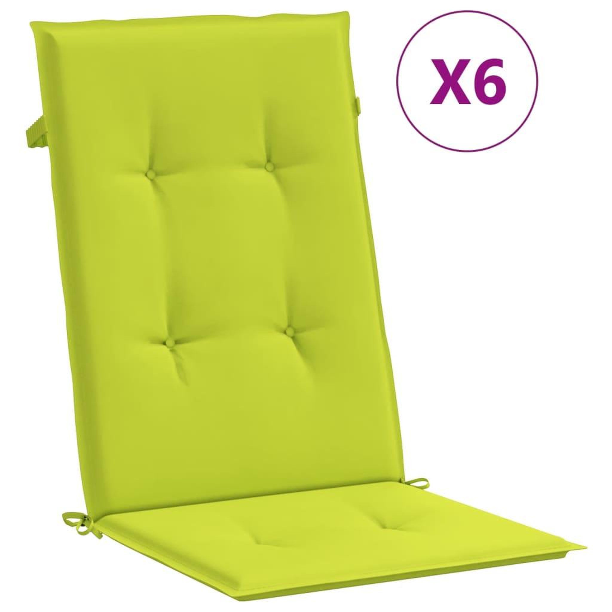 Voir la diapositive 2 : VIDAXL Coussins de chaise de jardin a dossier haut lot de 6 vert vif