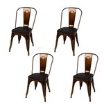 DIVERS Lot de 4 chaises vintage Liv H84 cm - Doré et noir
