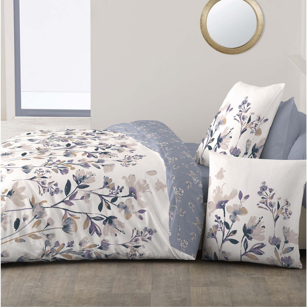 ACTUEL Parure housse de couette fantaisie en coton 57 fils CHARME