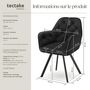 Voir la diapositive 6 : tectake Fauteuil pivotant en velours avec accoudoirs rembourré avec motif matelassé noir