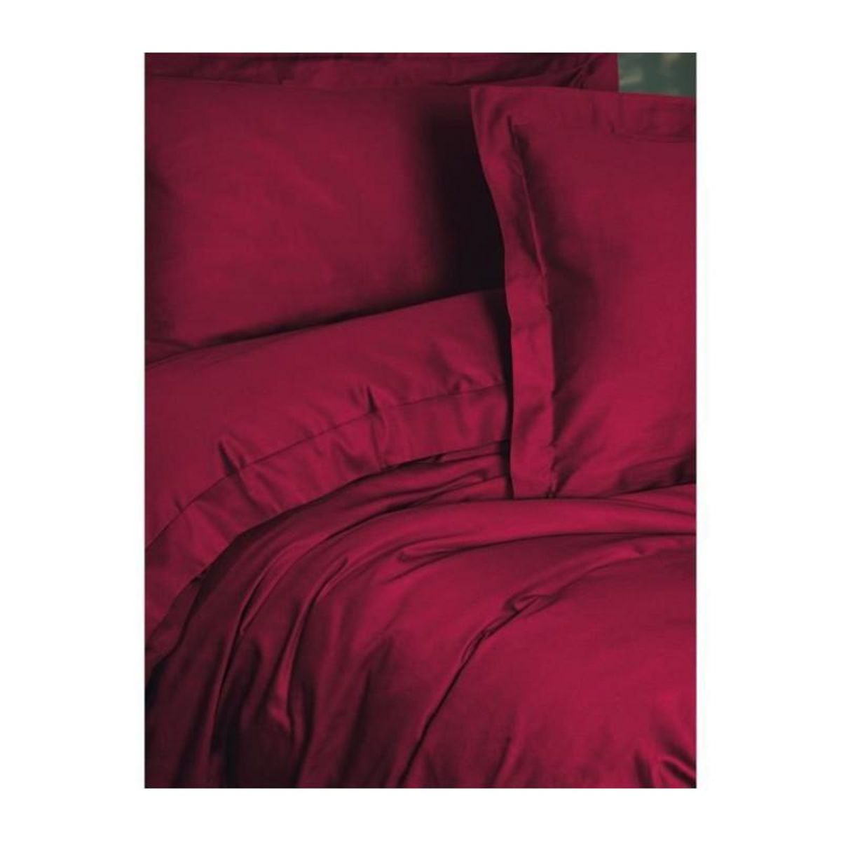 GENERIQUE Parure de lit - 129CTF24607 - 1 housse de couette 220 x 240 cm + 2 taies d'oreiller 60 x 60 cm - Satiné 100% coton - Rouge
