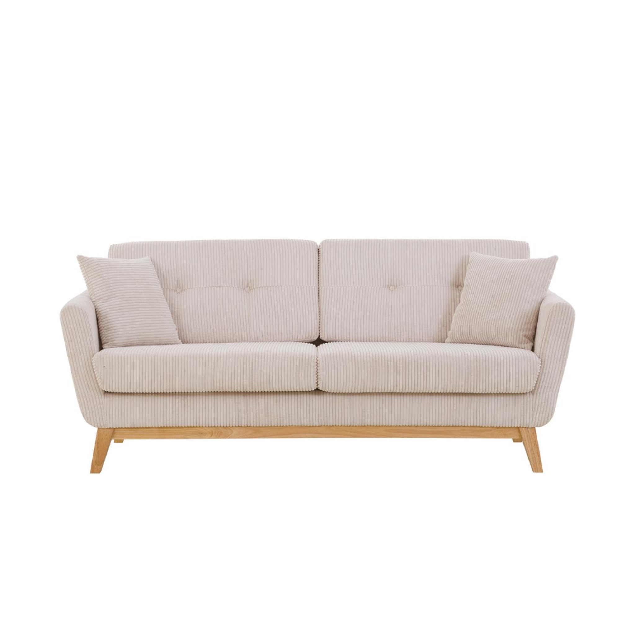 Voir la diapositive 3 : CONCEPT USINE Canapé 3 places scandinave velours côtelé beige hoga