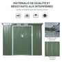 Voir la diapositive 4 : OUTSUNNY Abri de jardin - remise pour outils - fondation incluse - cabanon 2 portes coulissantes verrouillables - dim. 213L x 130l x 173H cm - tôle d'acier vert