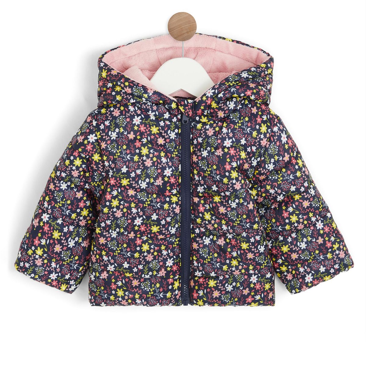 INEXTENSO Doudoune doublée fausse fourrure à fleurs bébé fille