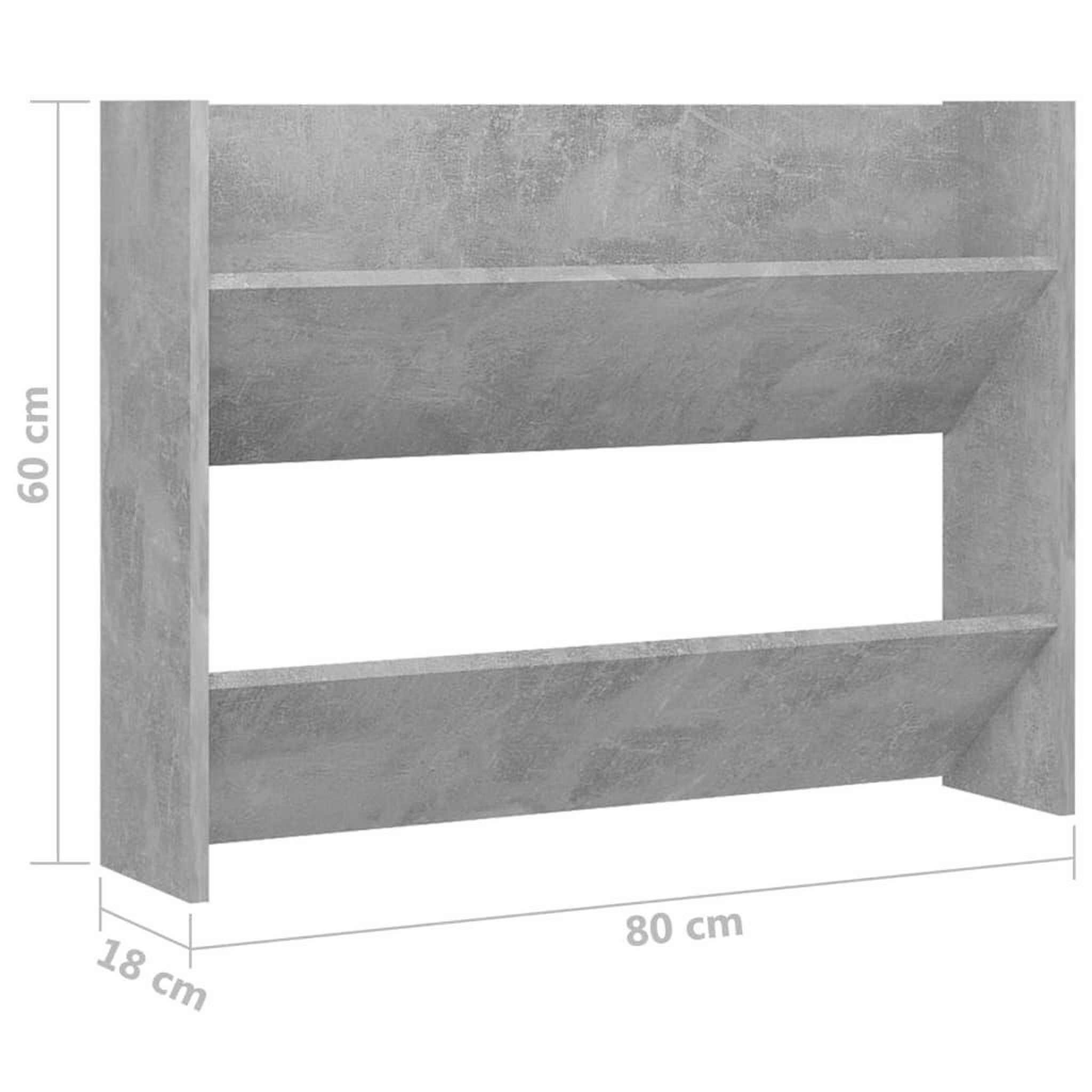 Voir la diapositive 6 : VIDAXL Armoire a chaussures murale Gris beton 80x18x60 cm Agglomere