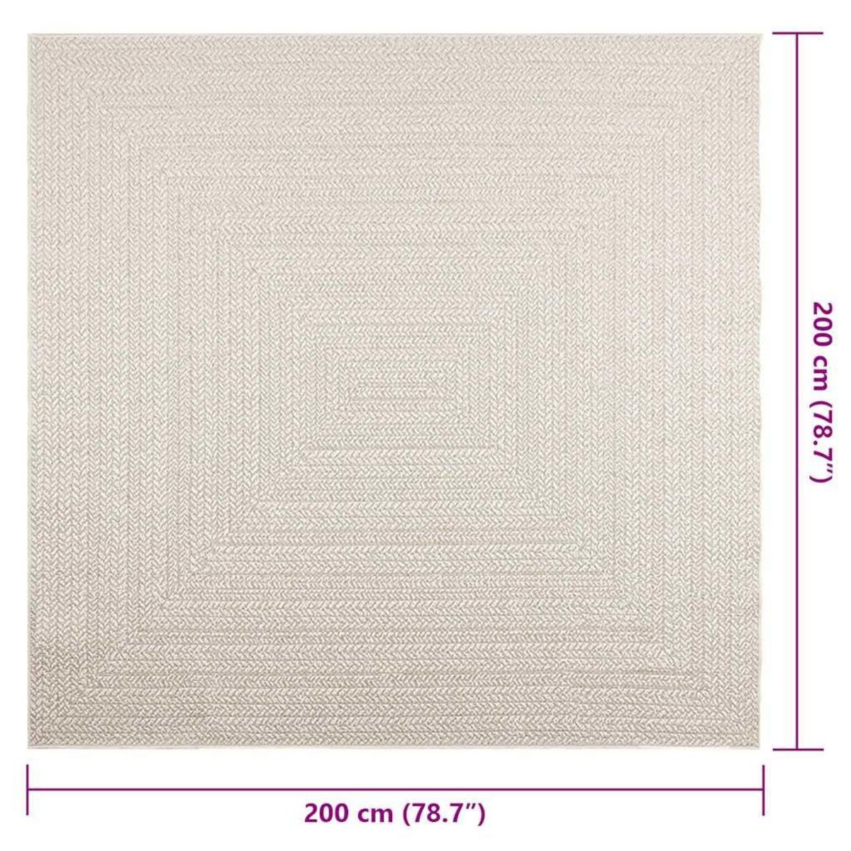 VIDAXL Tapis ZIZUR creme 200x200 cm aspect de jute interieur exterieur