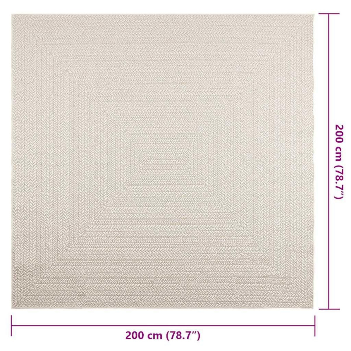 VIDAXL Tapis ZIZUR creme 200x200 cm aspect de jute interieur exterieur