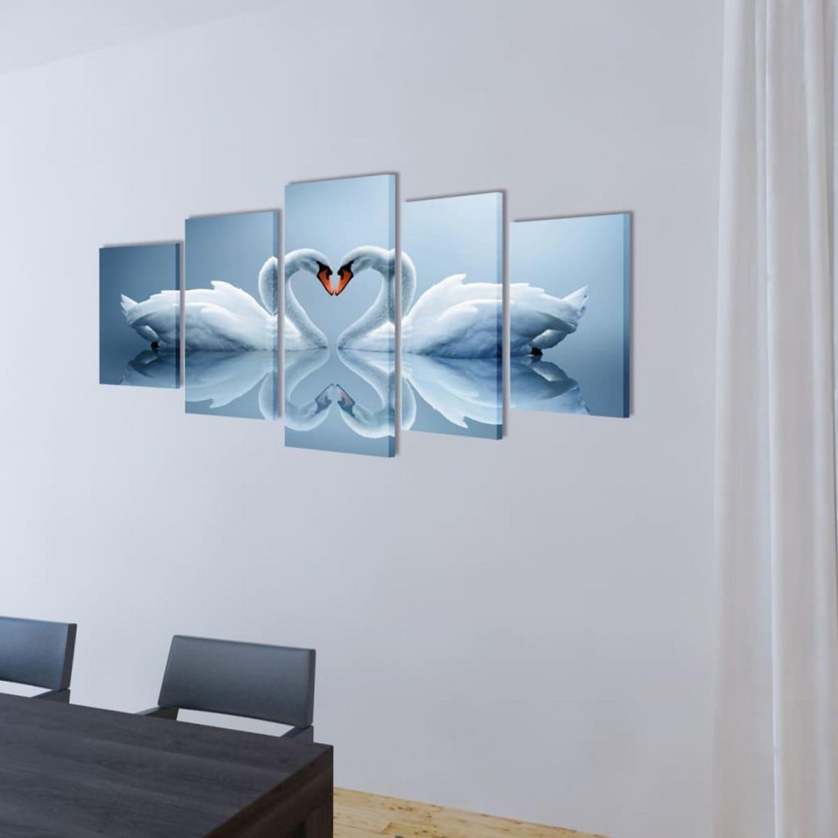 VIDAXL Set de toiles murales imprimees Cygnes 200 x 100 cm