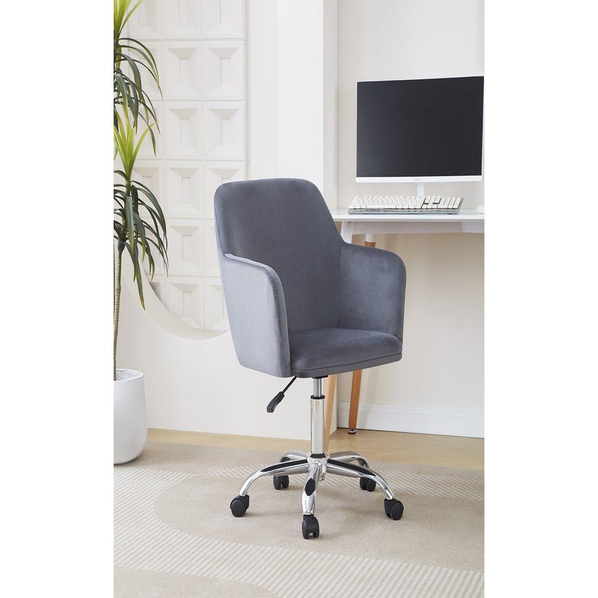 Voir la diapositive 2 : Habitat et Jardin Chaise de bureau en velours ajustable  Ophélie  - Gris