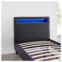 Voir la diapositive 6 : IDIMEX Lit LED simple LUCENO 90x190 cm, avec sommier, revêtement synthétique