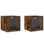 Voir la diapositive 2 : VIDAXL Tables de chevet et portes vitrees 2 pcs chene fume 35x37x35 cm