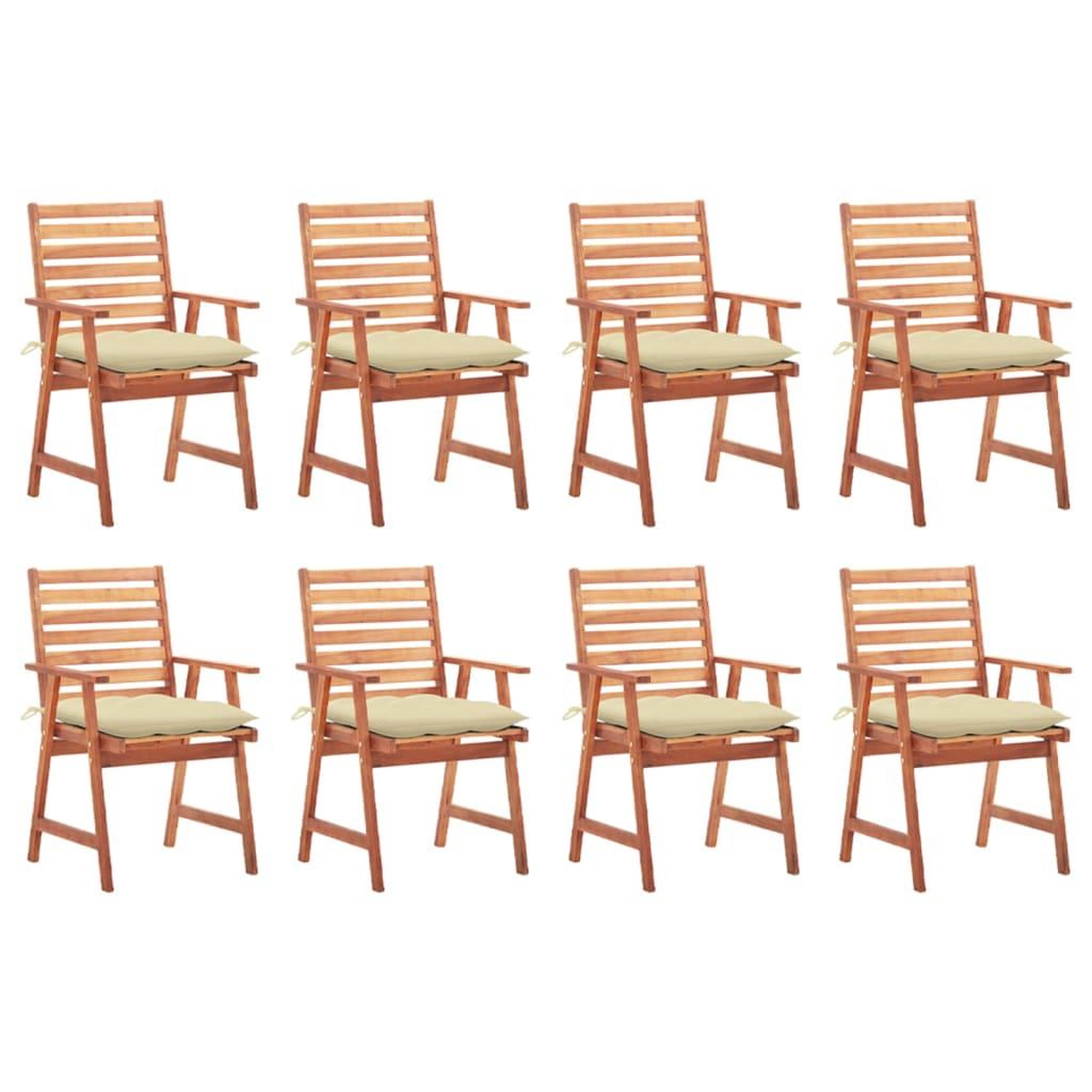 Voir la diapositive 1 : VIDAXL Chaises a manger d'exterieur lot de 8 et coussins Acacia massif