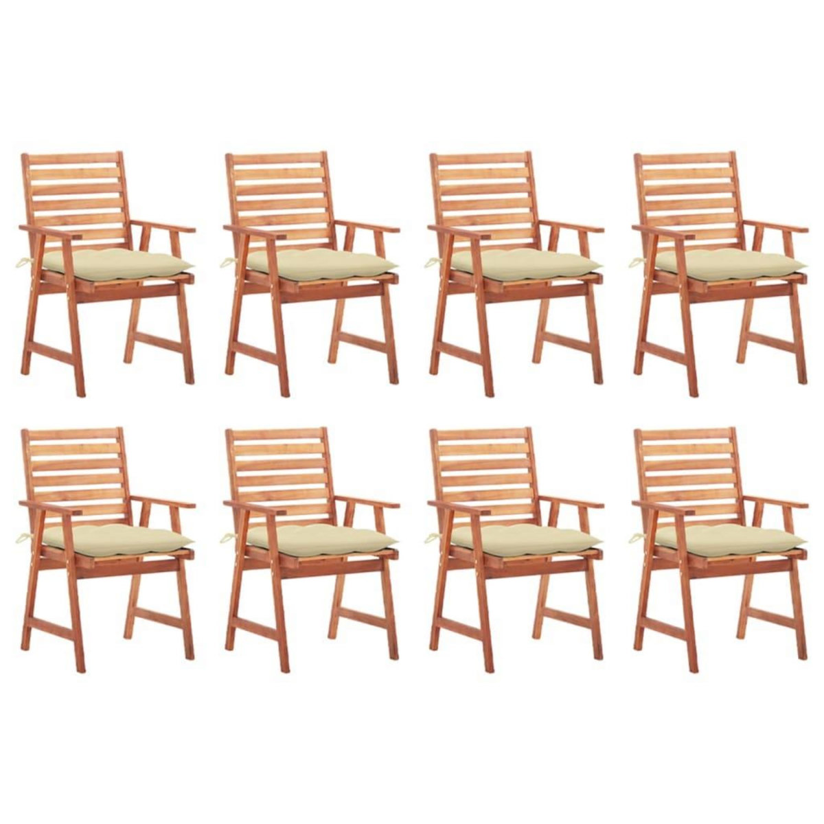 VIDAXL Chaises a manger d'exterieur lot de 8 et coussins Acacia massif