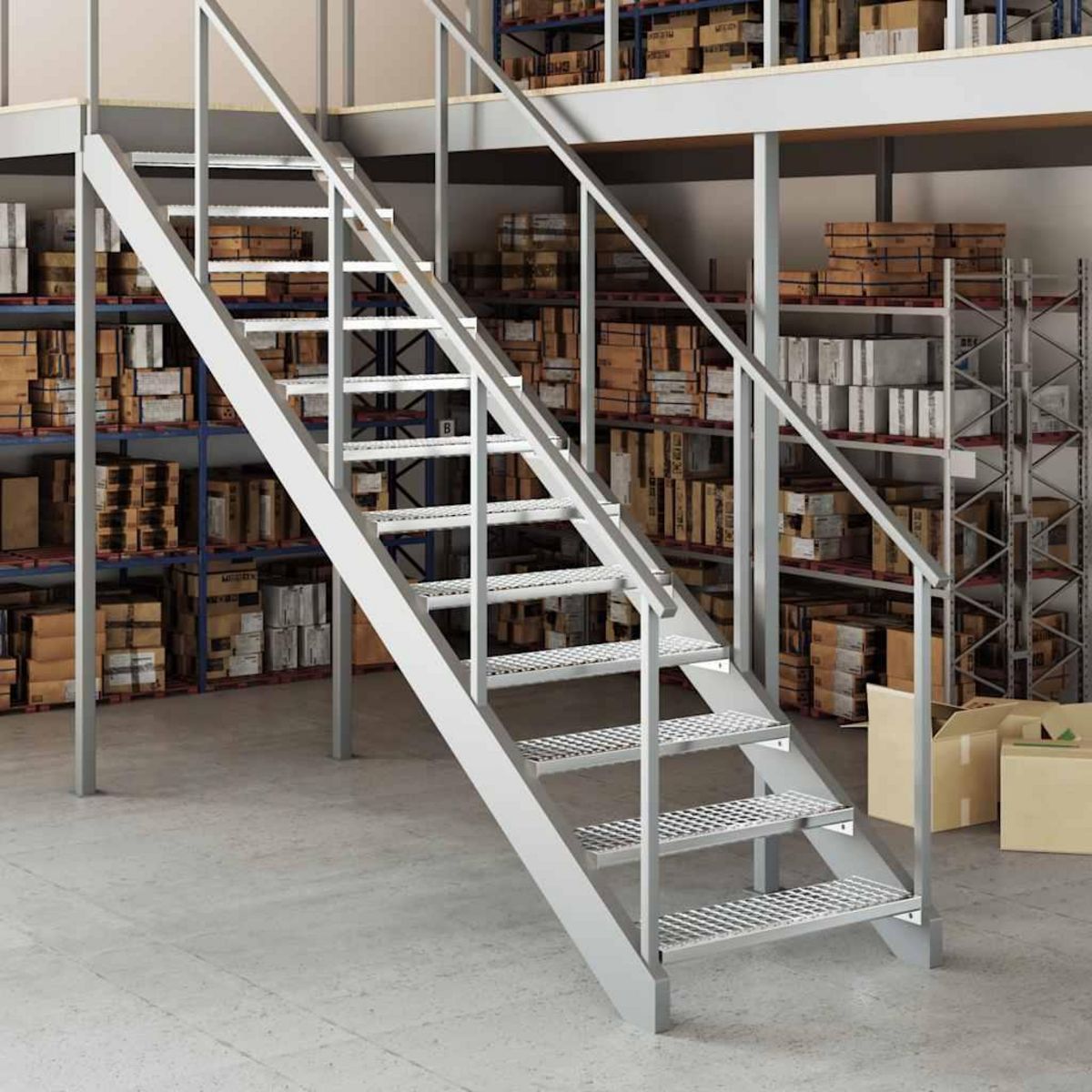 VIDAXL Escalier en caillebotis 80x24x7 cm acier galvanise