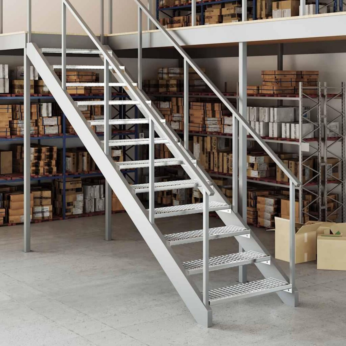 VIDAXL Escalier en caillebotis 80x24x7 cm acier galvanise