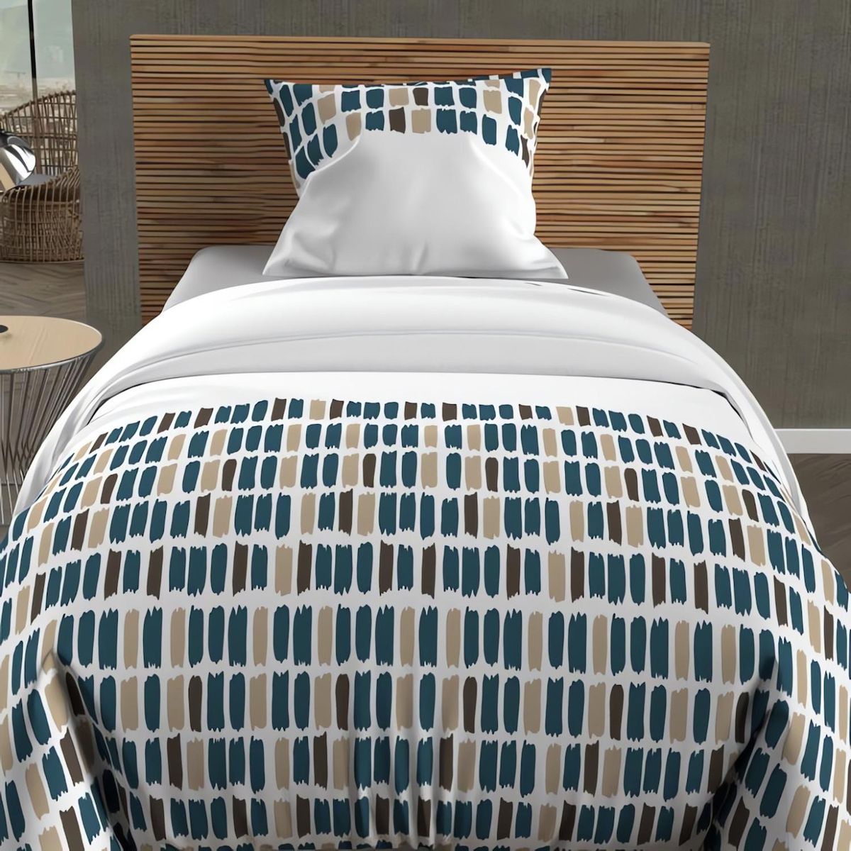 SOLEIL D'OCRE Ensemble couette et parure 5 Pièces FABIO pour lit en 90x190 cm, par Soleil d'ocre