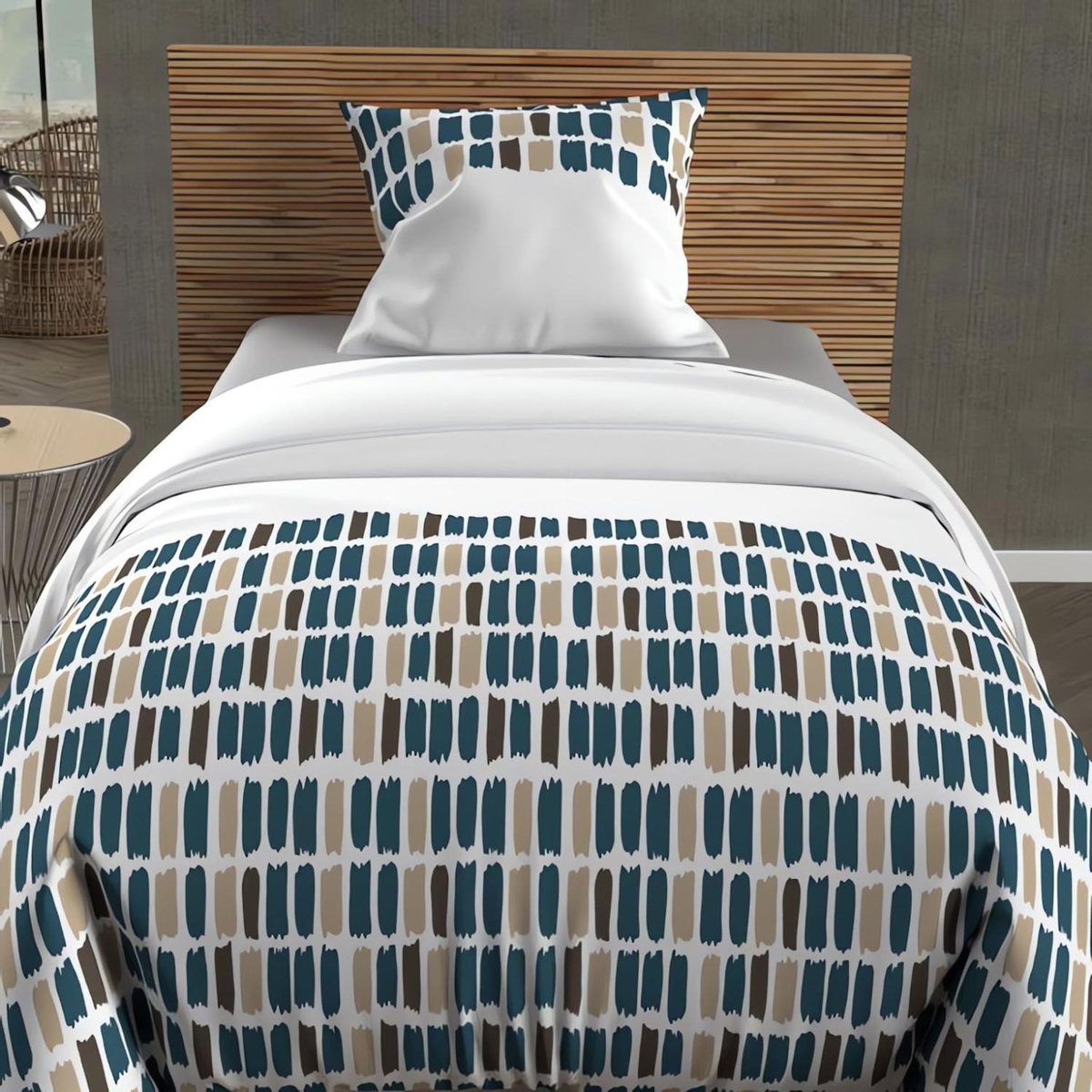 SOLEIL D'OCRE Ensemble couette et parure 5 Pièces FABIO pour lit en 90x190 cm, par Soleil d'ocre