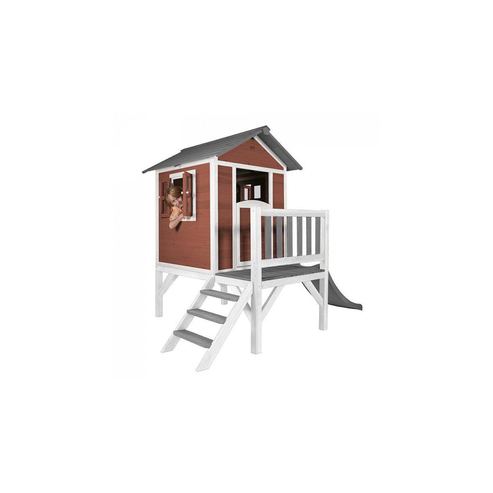 Voir la diapositive 5 : Axi House Axi beach lodge xl maisonnette scetinavian rouge toboggan gris