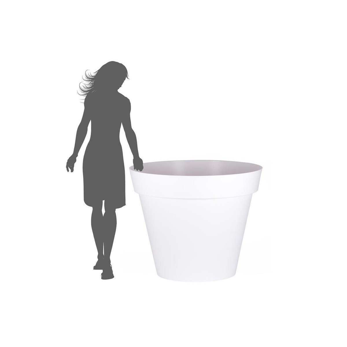 Eda Pot de fleur rond Toscane Ø 100 x H.79 cm - Blanc - Eda