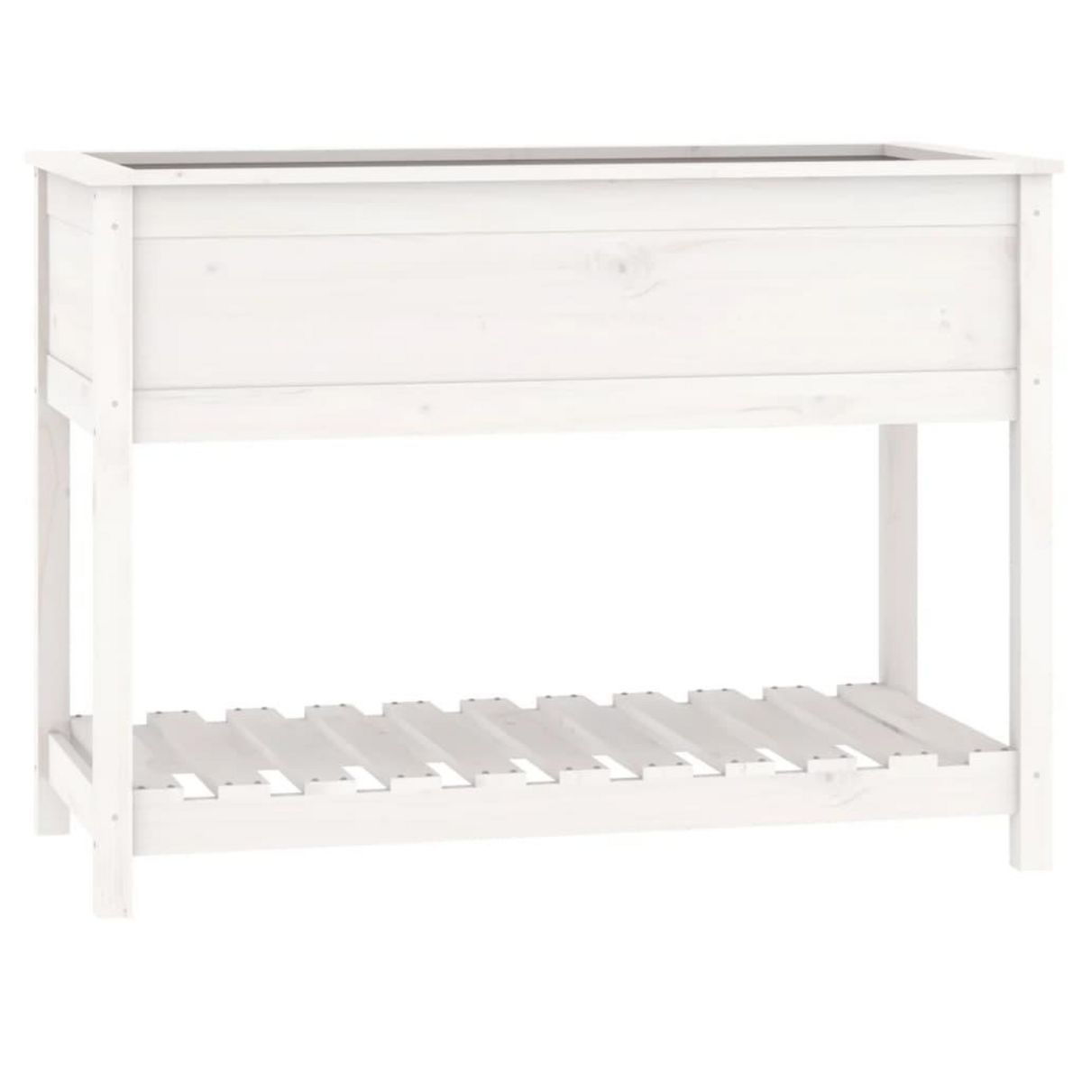 VIDAXL Jardiniere avec etagere Blanc 111,5x54x81 cm Bois massif de pin