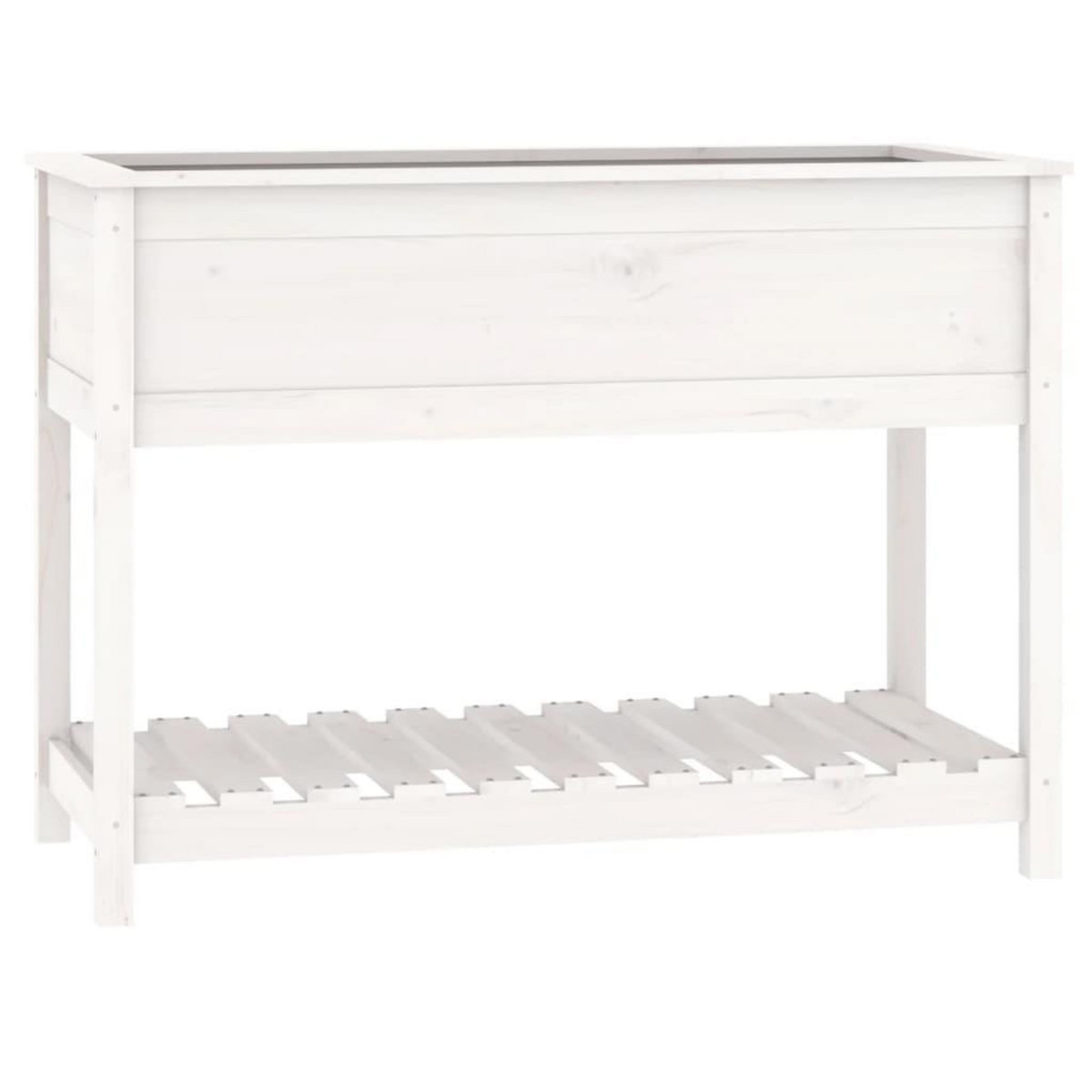 VIDAXL Jardiniere avec etagere Blanc 111,5x54x81 cm Bois massif de pin