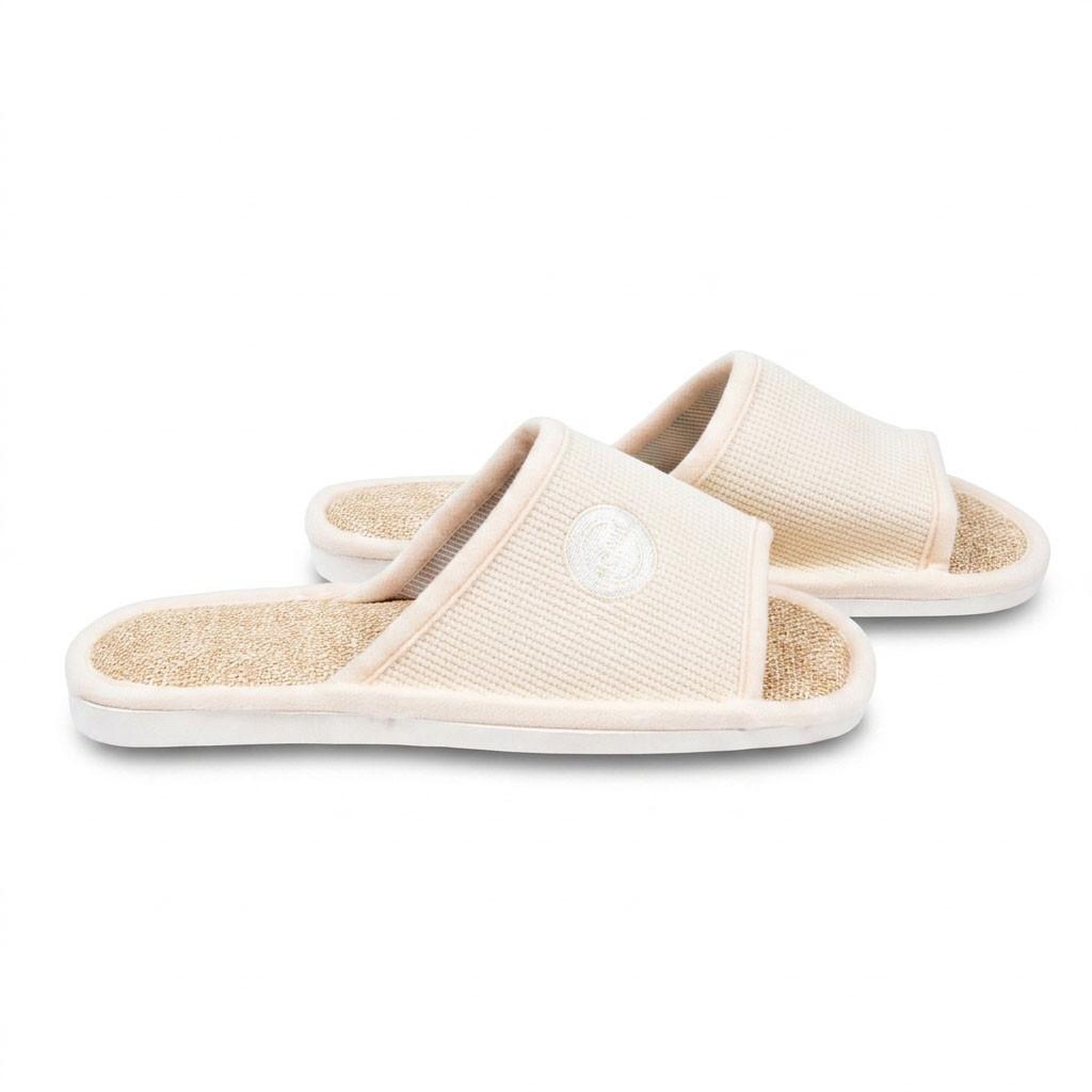 Voir la diapositive 4 : OZABI OZABI-Pantoufle Mule Femme Pack 2 Paires Tissu Gaufre Bout Ouvert