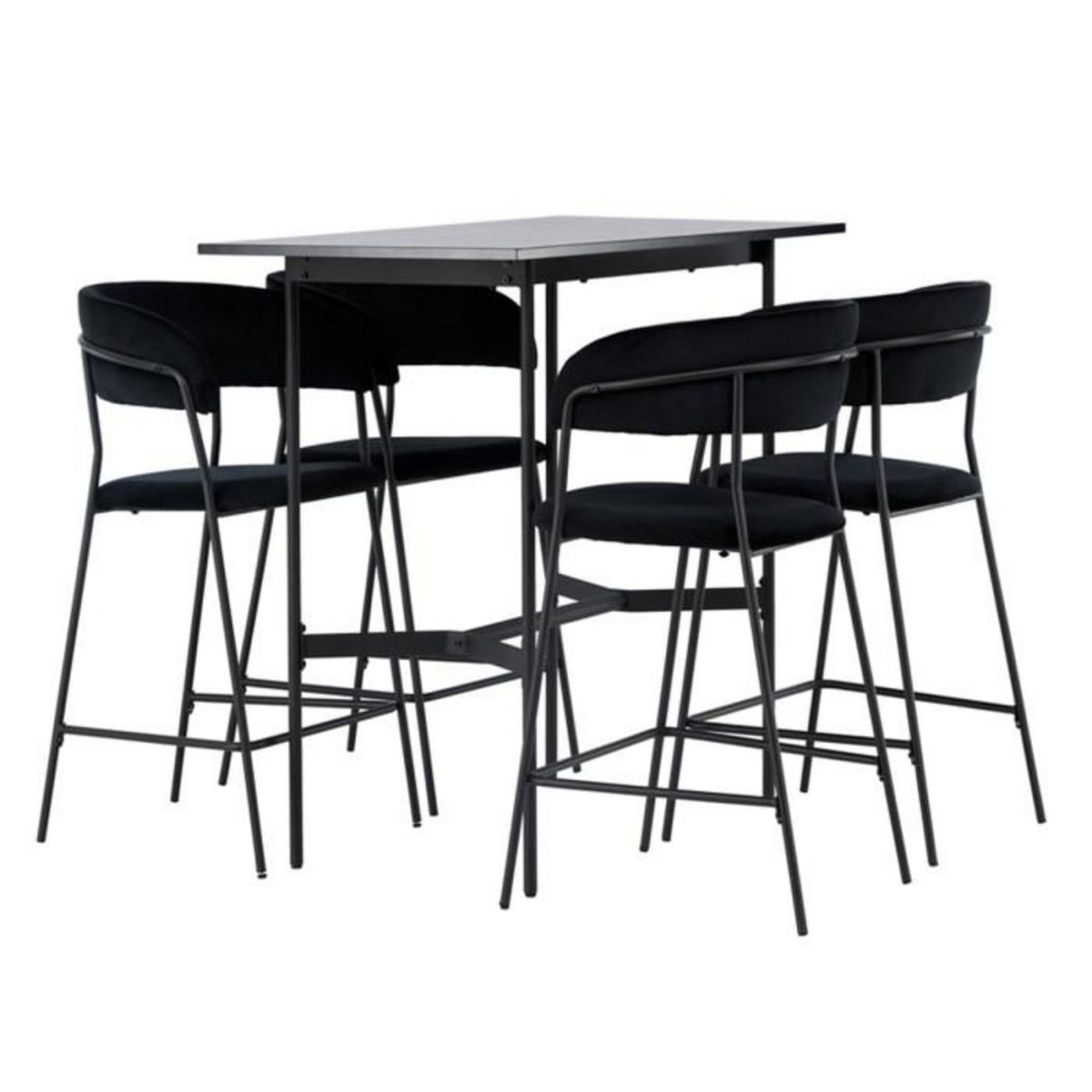 Paris Prix Ensemble Table de Bar & 4 Chaises  Rax & Lui  120cm Noir