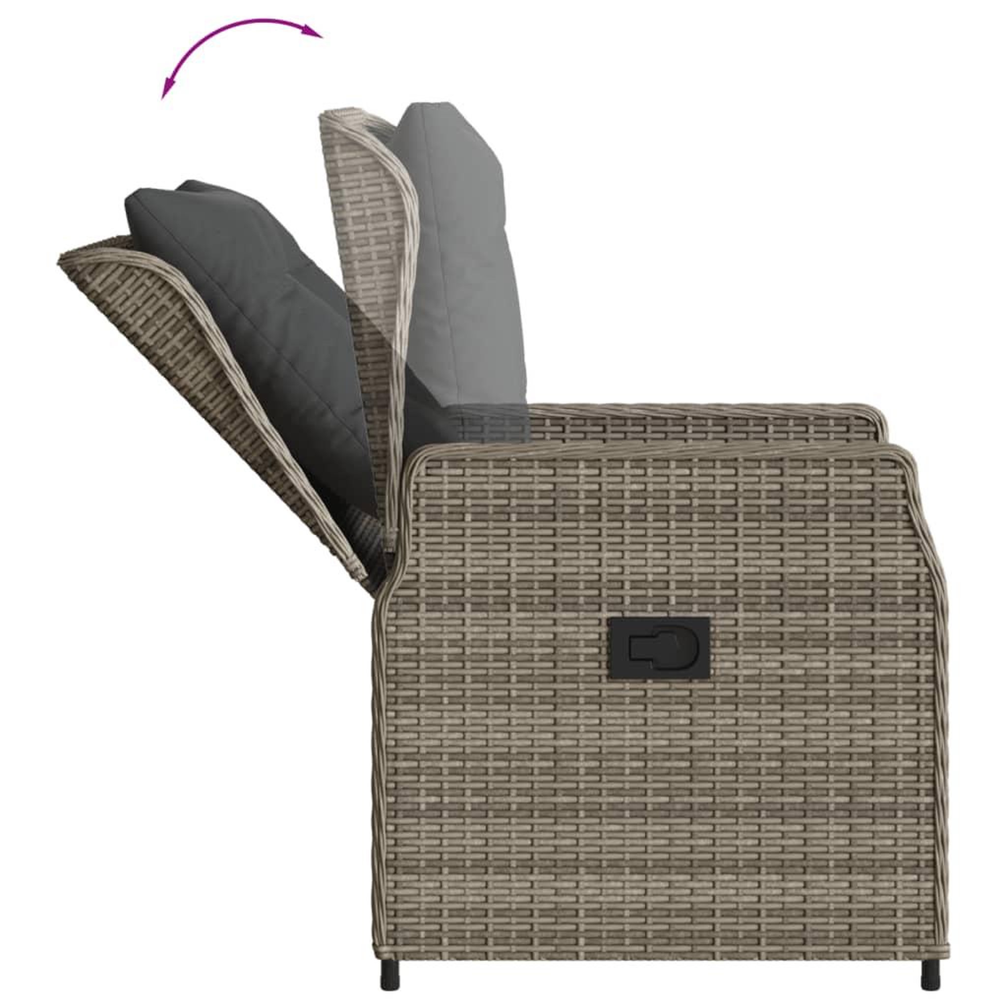 Voir la diapositive 5 : VIDAXL Ensemble a manger de jardin 5 pcs coussins gris resine tressee