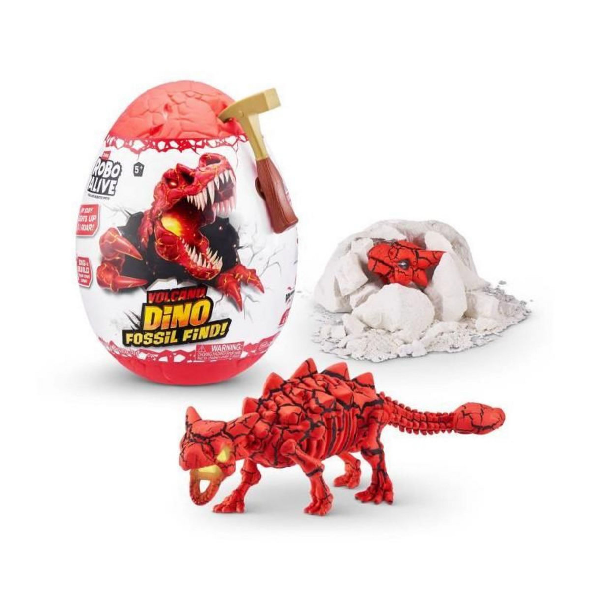 ZURU Jeu de fouille - ZURU - ROBO ALIVE Volcano Fossil Find S2 - Fossiles de dinosaures - Sons et lumieres - Roche et sable