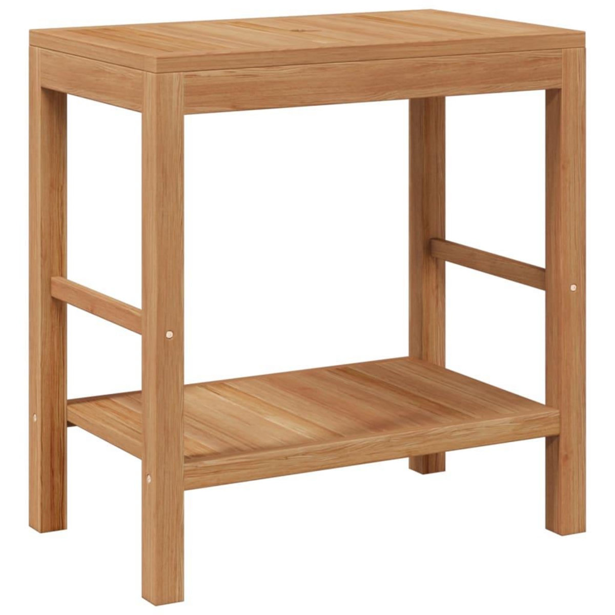 VIDAXL Armoire de toilette Teck solide et lavabo en pierre de riviere