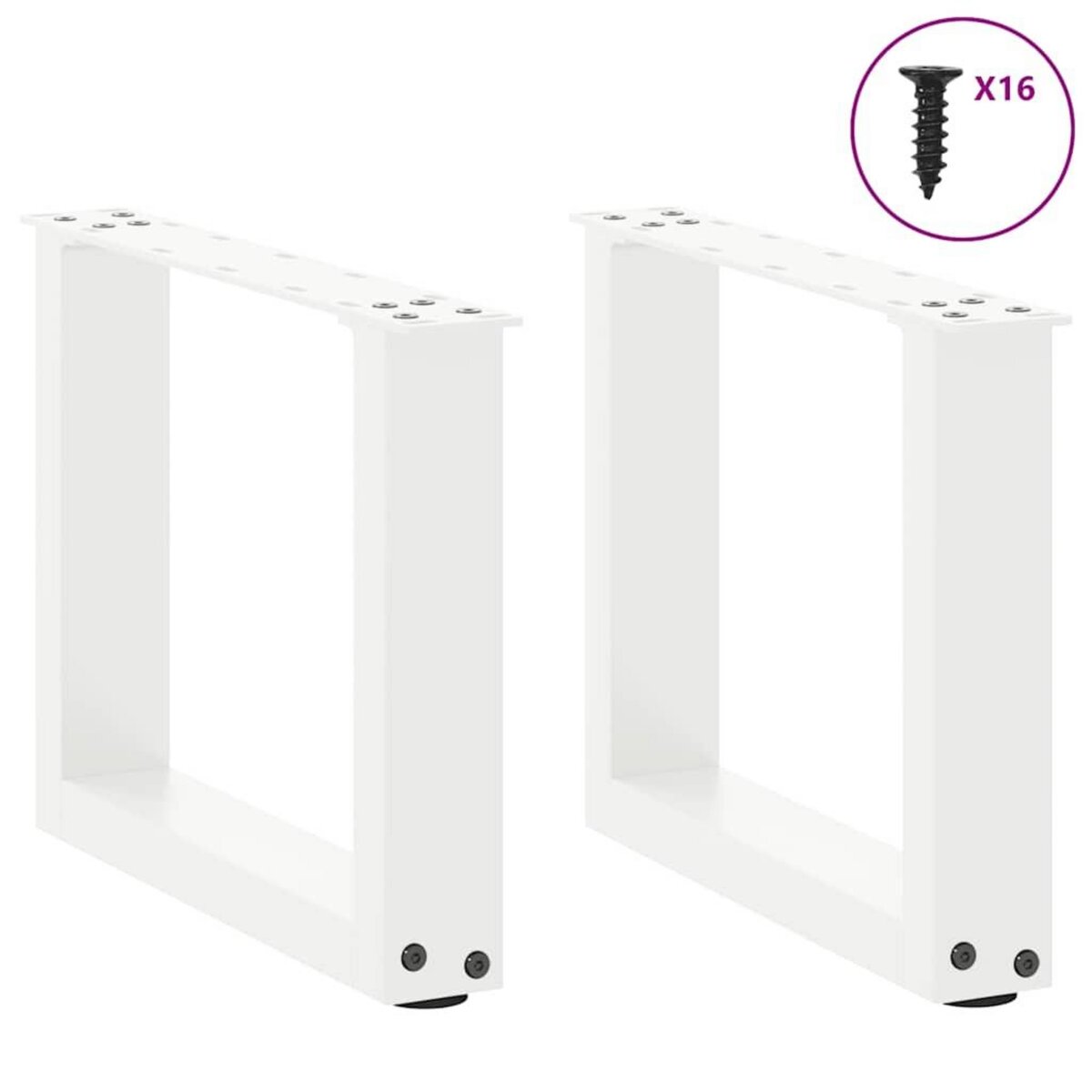 VIDAXL Pieds de table basse forme de U 2 pcs blanc 30x(30-31) cm acier