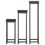 Voir la diapositive 4 : OUTSUNNY Support pots de fleurs 3 pièces - lot de 3 étagères à fleurs - portes plantes - acier époxy noir plateaux aspect bois de noyer