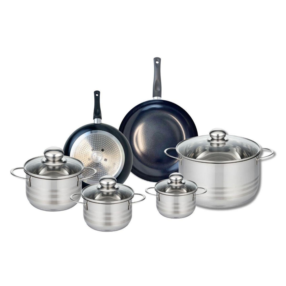 ELO Ensemble de 2 Poêles de cuisson 20 et 24 cm et 4 faitouts 12, 14, 16 et 24 cm Elo Prima Brillant
