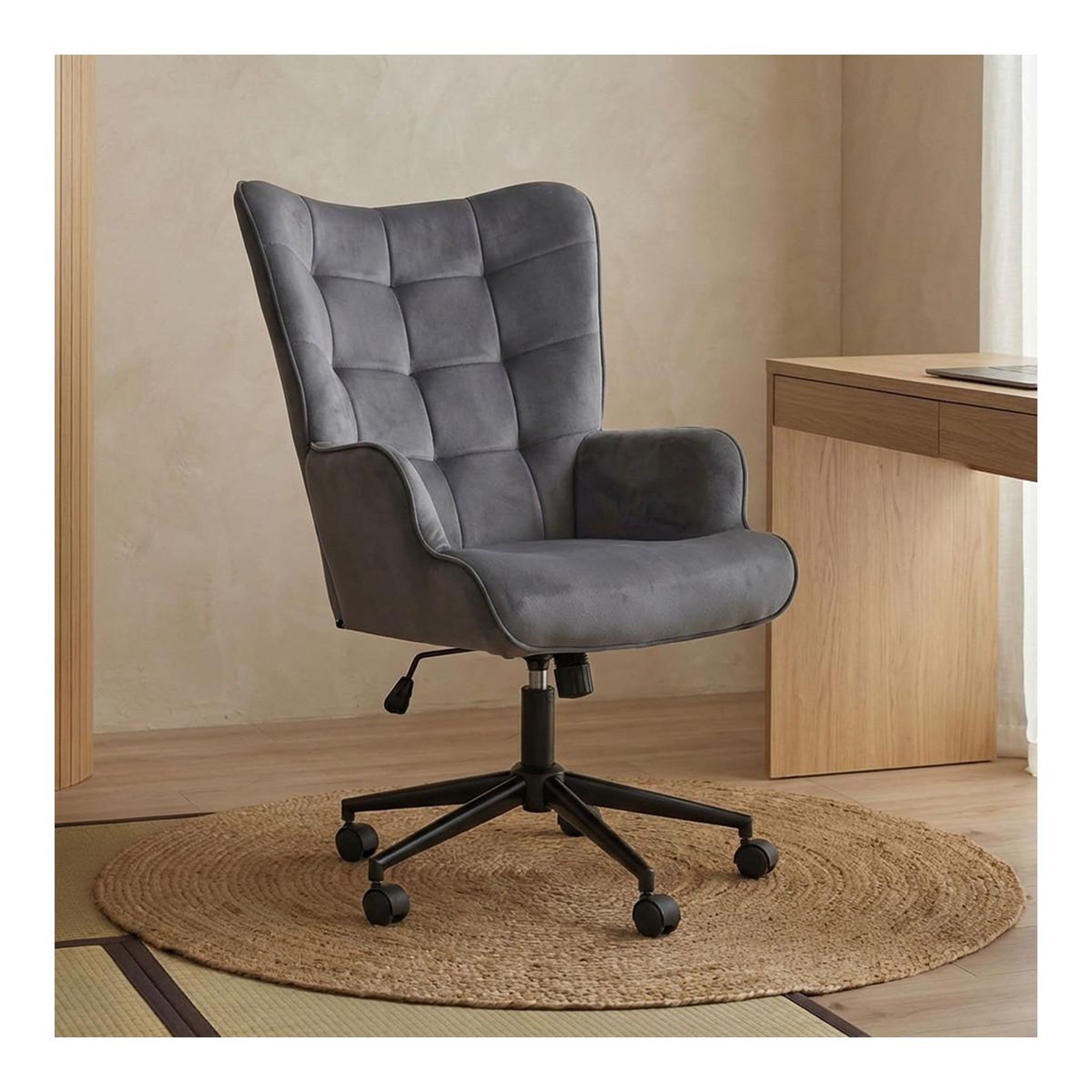Voir la diapositive 5 : Paris Prix Fauteuil de bureau velours  verner  96cm gris