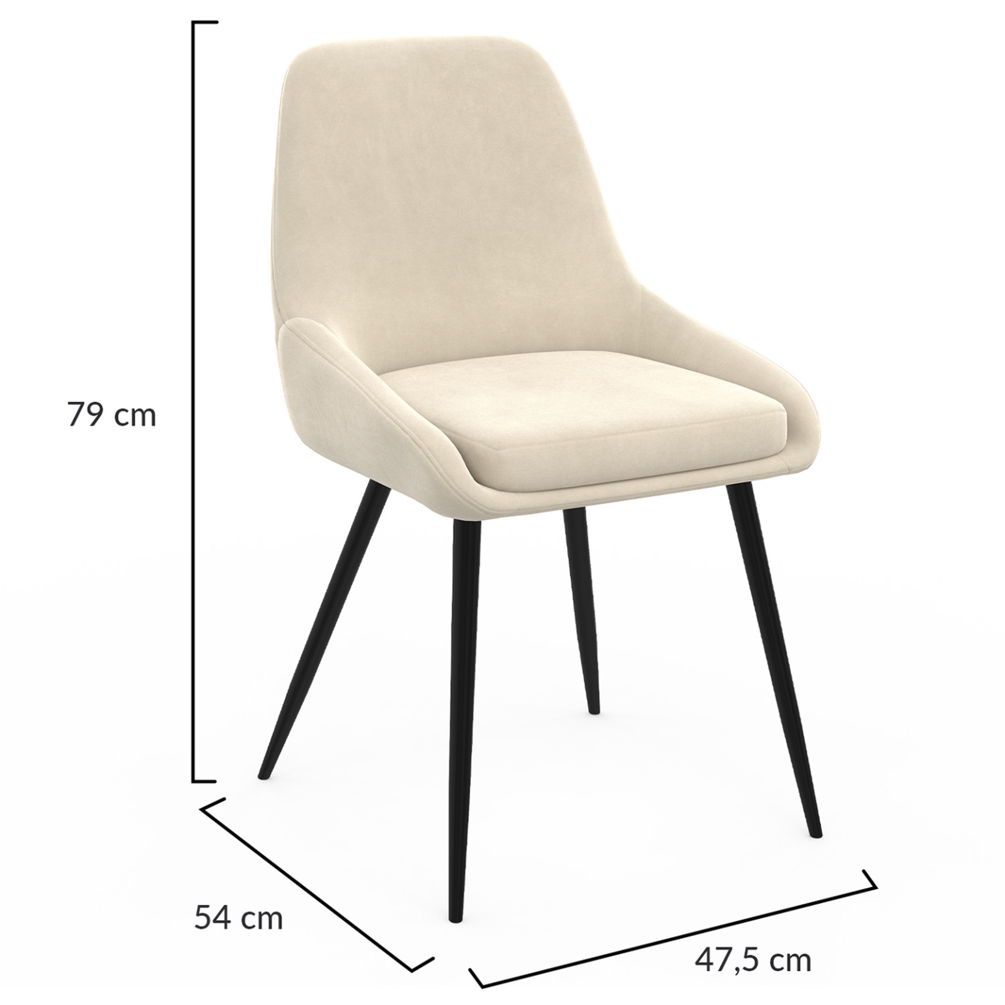Voir la diapositive 6 : ID MARKET Lot de 4 chaises thalya en velours beige avec accoudoirs