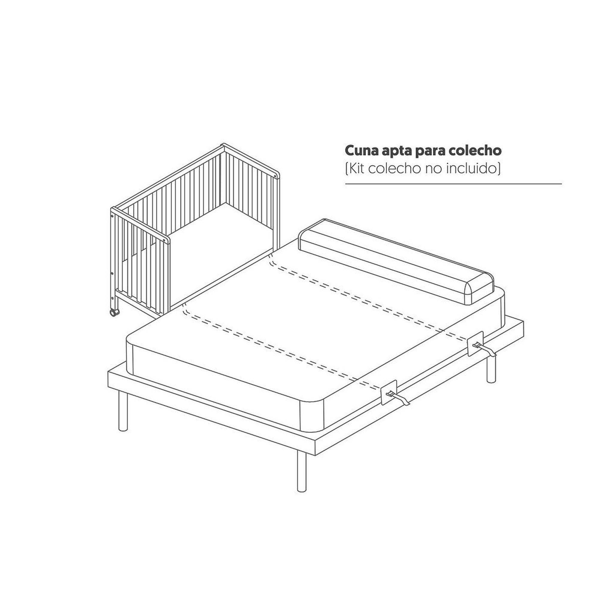 Voir la diapositive 3 : INTERBABY Lit Bébé en hetre Mod. Basic - blanc