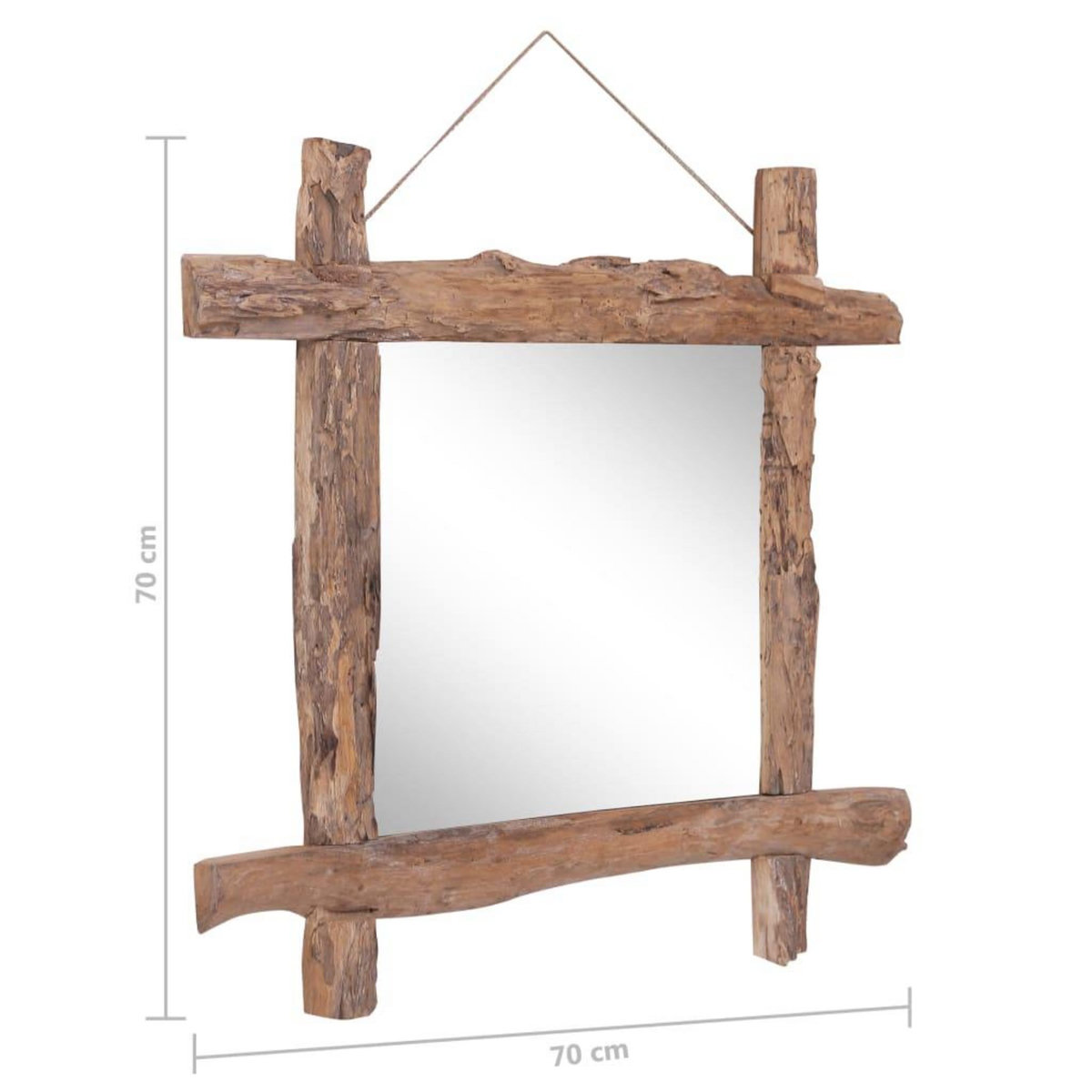 VIDAXL Miroir a buches Naturel 70x70 cm bois de teck recycle