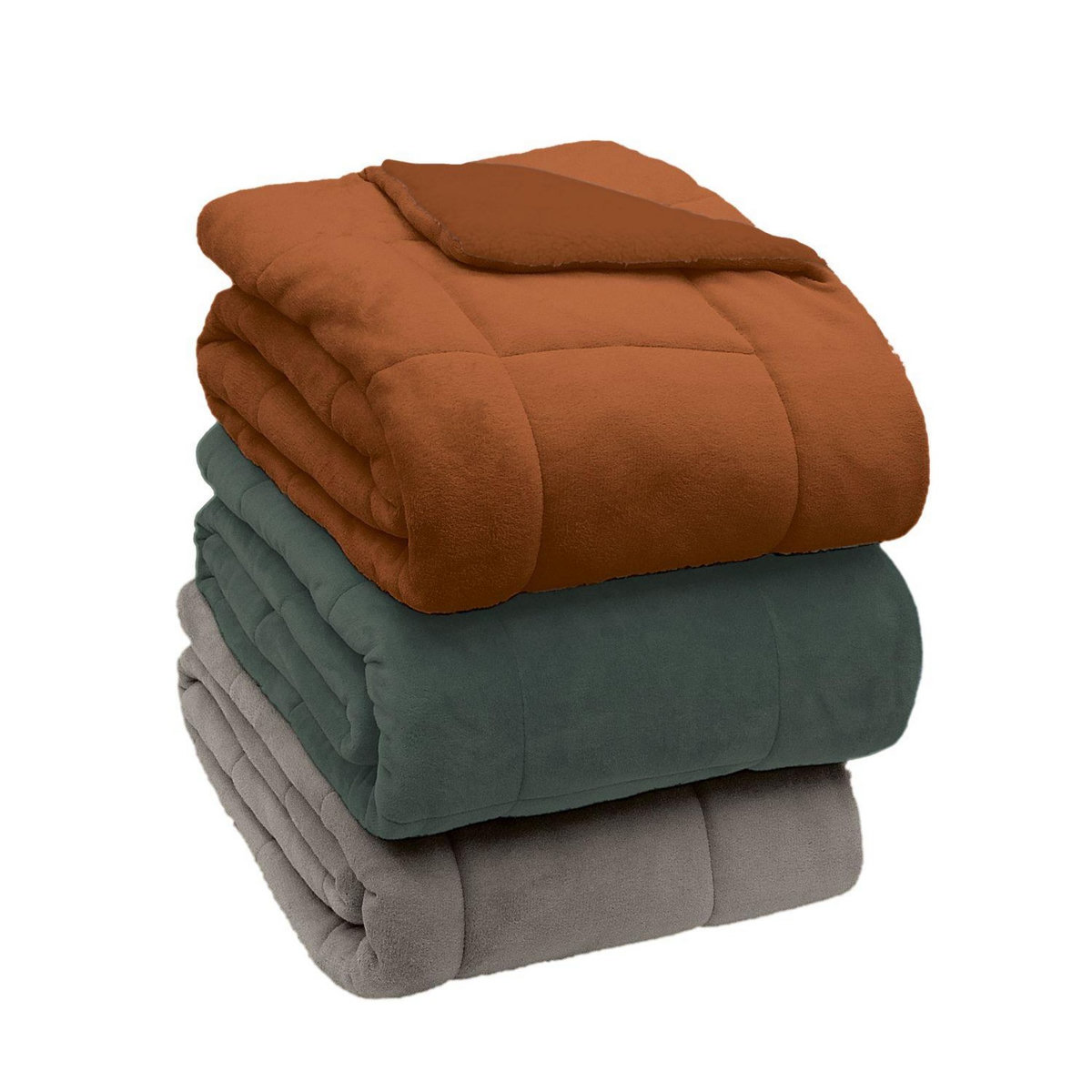 ACTUEL Couverture unie double face velours/sherpa