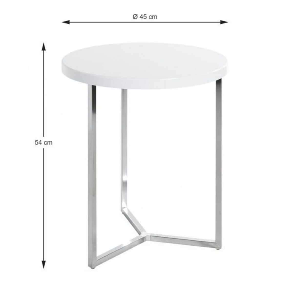 Paris Prix Table d'Appoint  Lucinda  54cm Blanc & Chromé