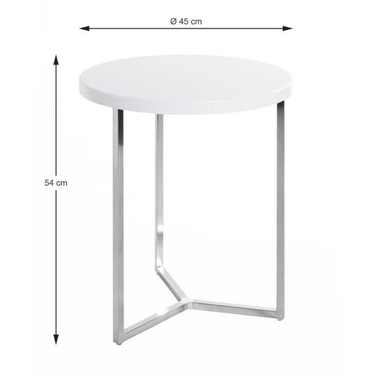 Paris Prix Table d'Appoint  Lucinda  54cm Blanc & Chromé