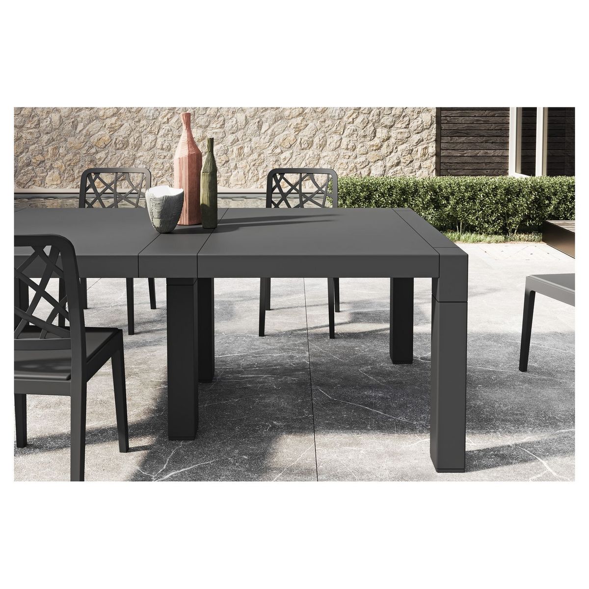 ARETA Salon de jardin - 6 places - Résine - Anthracite - PENELOPE